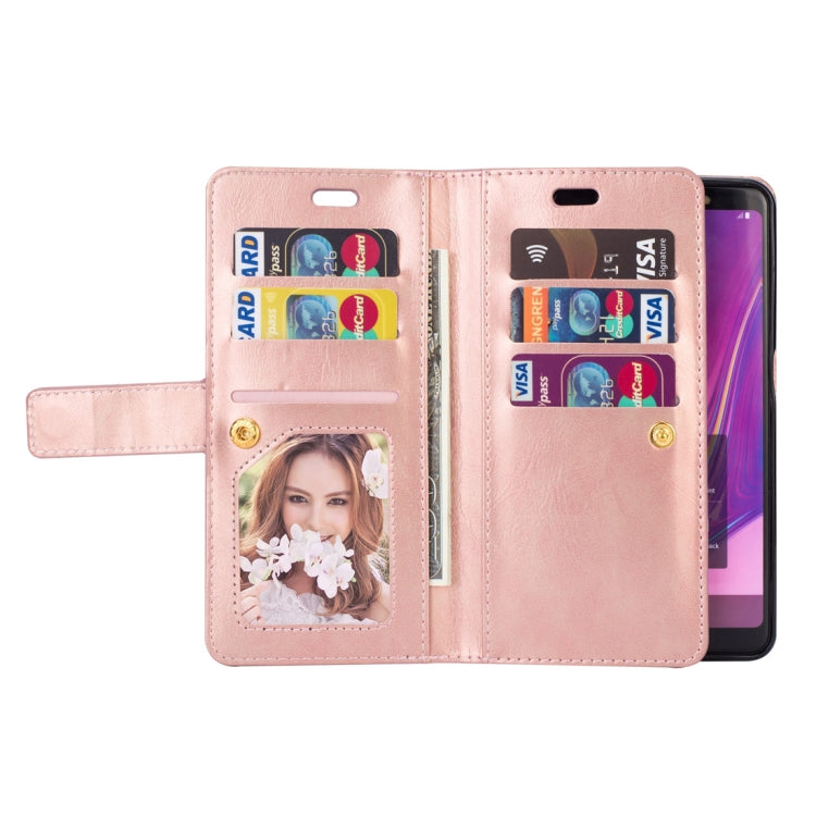 For Samsung Galaxy A7 (2018) Multifunctional Zipper Horizontal Flip Leather Case with Holder & Wallet & 9 Card Slots & Lanyard