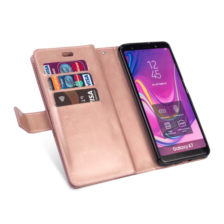 For Samsung Galaxy A7 (2018) Multifunctional Zipper Horizontal Flip Leather Case with Holder & Wallet & 9 Card Slots & Lanyard