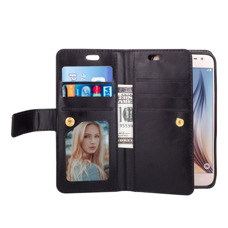 For Samsung Galaxy J3 (2018) / Galaxy J7 (2018) Multifunctional Zipper Horizontal Flip Leather Case with Holder & Wallet & 9 Card Slots & Lanyard