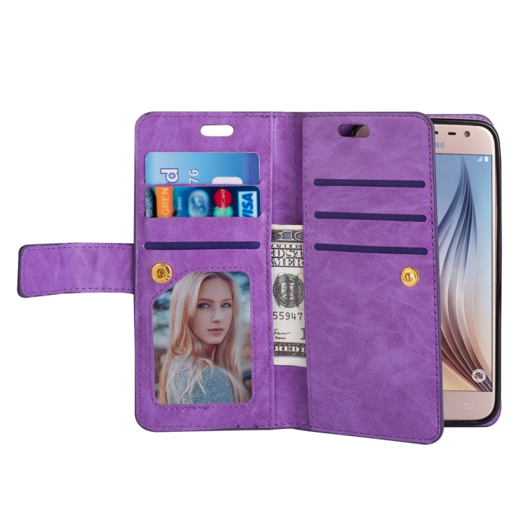 For Samsung Galaxy J3 (2018) / Galaxy J7 (2018) Multifunctional Zipper Horizontal Flip Leather Case with Holder & Wallet & 9 Card Slots & Lanyard