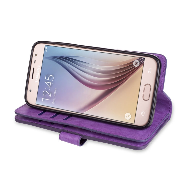 For Samsung Galaxy J3 (2018) / Galaxy J7 (2018) Multifunctional Zipper Horizontal Flip Leather Case with Holder & Wallet & 9 Card Slots & Lanyard