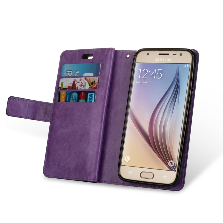 For Samsung Galaxy J3 (2018) / Galaxy J7 (2018) Multifunctional Zipper Horizontal Flip Leather Case with Holder & Wallet & 9 Card Slots & Lanyard