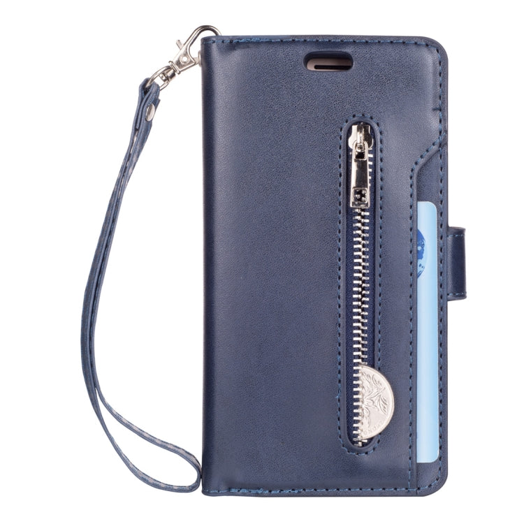 For Samsung Galaxy J3 (2018) / Galaxy J7 (2018) Multifunctional Zipper Horizontal Flip Leather Case with Holder & Wallet & 9 Card Slots & Lanyard