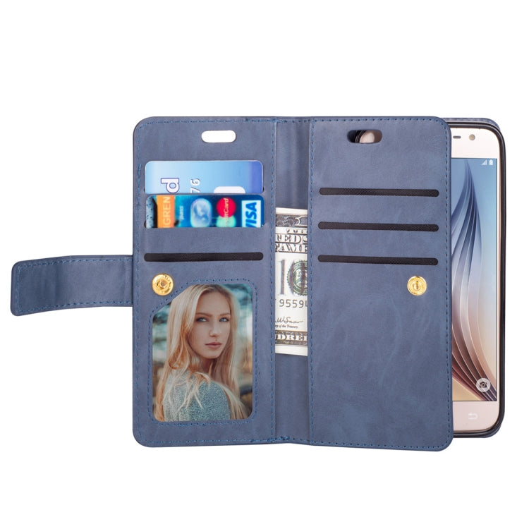 For Samsung Galaxy J3 (2018) / Galaxy J7 (2018) Multifunctional Zipper Horizontal Flip Leather Case with Holder & Wallet & 9 Card Slots & Lanyard