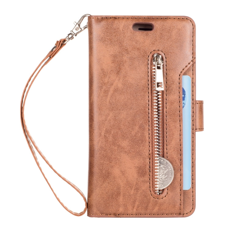 For Samsung Galaxy J3 (2018) / Galaxy J7 (2018) Multifunctional Zipper Horizontal Flip Leather Case with Holder & Wallet & 9 Card Slots & Lanyard