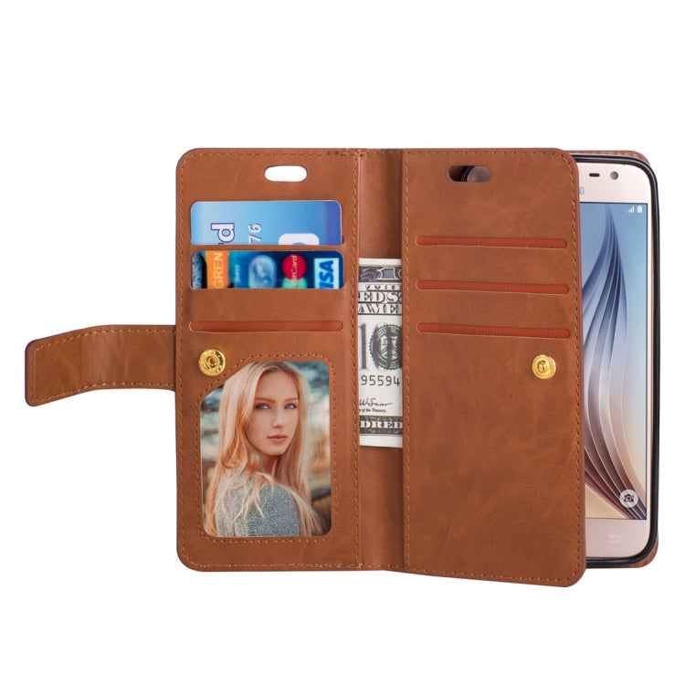 For Samsung Galaxy J3 (2018) / Galaxy J7 (2018) Multifunctional Zipper Horizontal Flip Leather Case with Holder & Wallet & 9 Card Slots & Lanyard