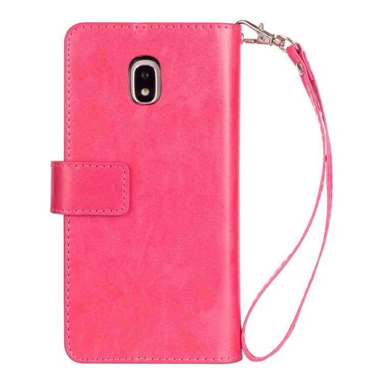 For Samsung Galaxy J3 (2018) / Galaxy J7 (2018) Multifunctional Zipper Horizontal Flip Leather Case with Holder & Wallet & 9 Card Slots & Lanyard
