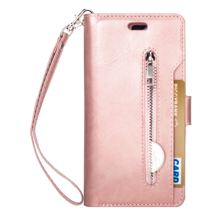 For Samsung Galaxy J3 (2018) / Galaxy J7 (2018) Multifunctional Zipper Horizontal Flip Leather Case with Holder & Wallet & 9 Card Slots & Lanyard