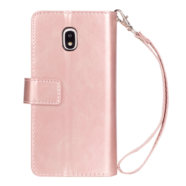 For Samsung Galaxy J3 (2018) / Galaxy J7 (2018) Multifunctional Zipper Horizontal Flip Leather Case with Holder & Wallet & 9 Card Slots & Lanyard