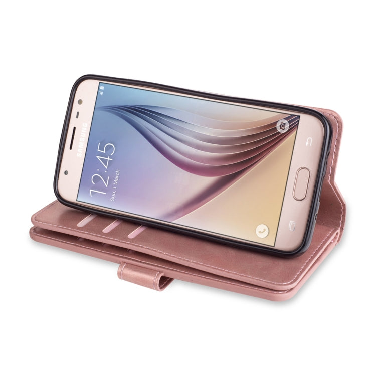 For Samsung Galaxy J3 (2018) / Galaxy J7 (2018) Multifunctional Zipper Horizontal Flip Leather Case with Holder & Wallet & 9 Card Slots & Lanyard