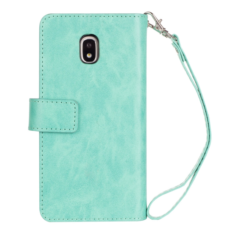 For Samsung Galaxy J3 (2018) / Galaxy J7 (2018) Multifunctional Zipper Horizontal Flip Leather Case with Holder & Wallet & 9 Card Slots & Lanyard
