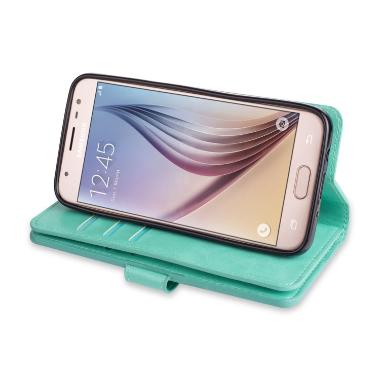 For Samsung Galaxy J3 (2018) / Galaxy J7 (2018) Multifunctional Zipper Horizontal Flip Leather Case with Holder & Wallet & 9 Card Slots & Lanyard