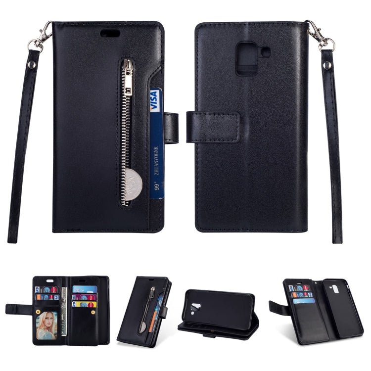 For Samsung Galaxy J6 (2018)  EU Version Multifunctional Zipper Horizontal Flip Leather Case with Holder & Wallet & 9 Card Slots & Lanyard