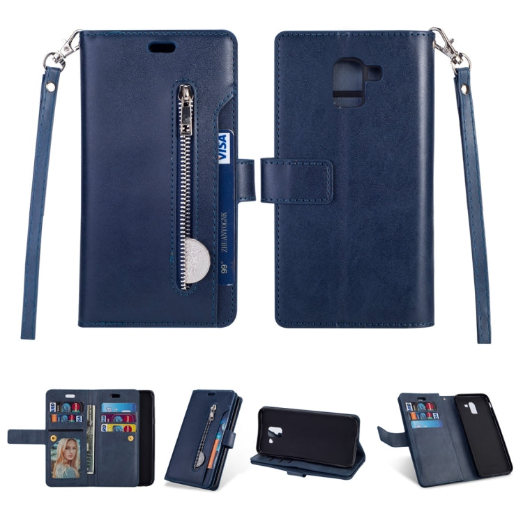 For Samsung Galaxy J6 (2018)  EU Version Multifunctional Zipper Horizontal Flip Leather Case with Holder & Wallet & 9 Card Slots & Lanyard