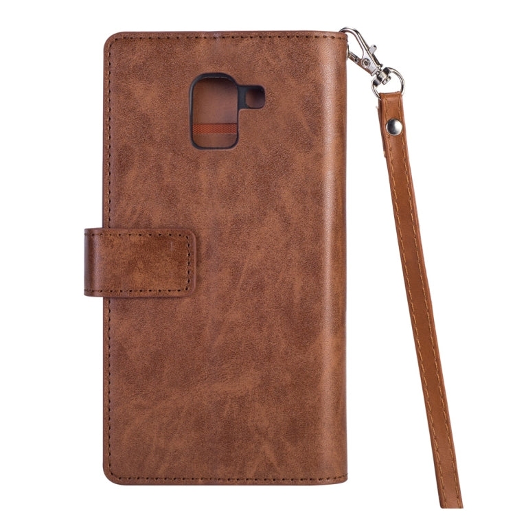 For Samsung Galaxy J6 (2018)  EU Version Multifunctional Zipper Horizontal Flip Leather Case with Holder & Wallet & 9 Card Slots & Lanyard