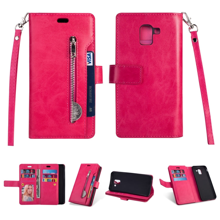 For Samsung Galaxy J6 (2018)  EU Version Multifunctional Zipper Horizontal Flip Leather Case with Holder & Wallet & 9 Card Slots & Lanyard