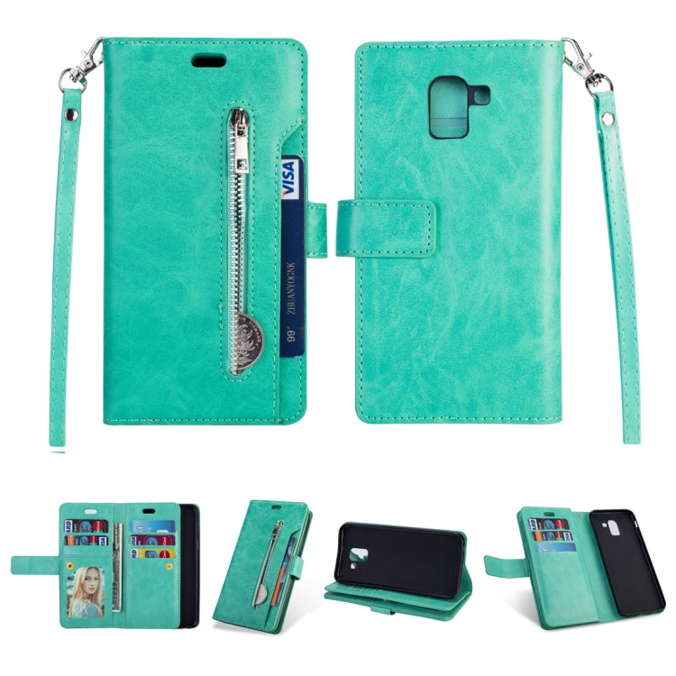 For Samsung Galaxy J6 (2018)  EU Version Multifunctional Zipper Horizontal Flip Leather Case with Holder & Wallet & 9 Card Slots & Lanyard