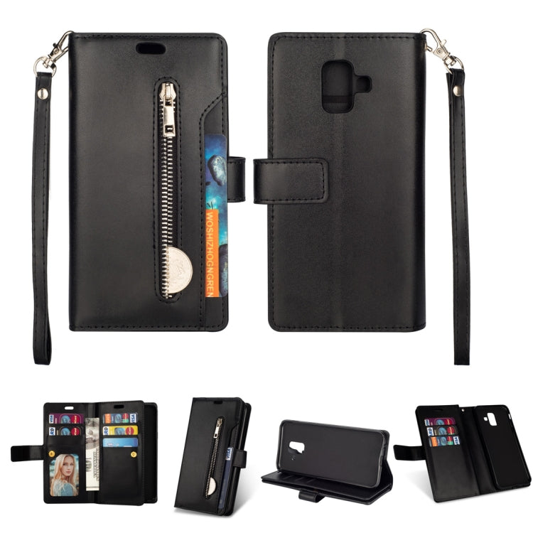 For Samsung Galaxy A6 (2018) Multifunctional Zipper Horizontal Flip Leather Case with Holder & Wallet & 9 Card Slots & Lanyard