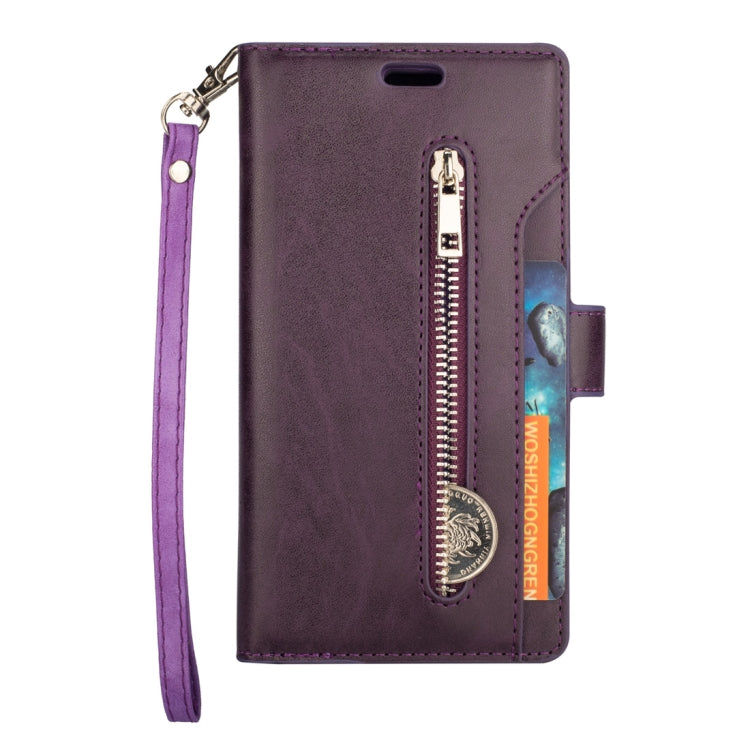 For Samsung Galaxy A6 (2018) Multifunctional Zipper Horizontal Flip Leather Case with Holder & Wallet & 9 Card Slots & Lanyard