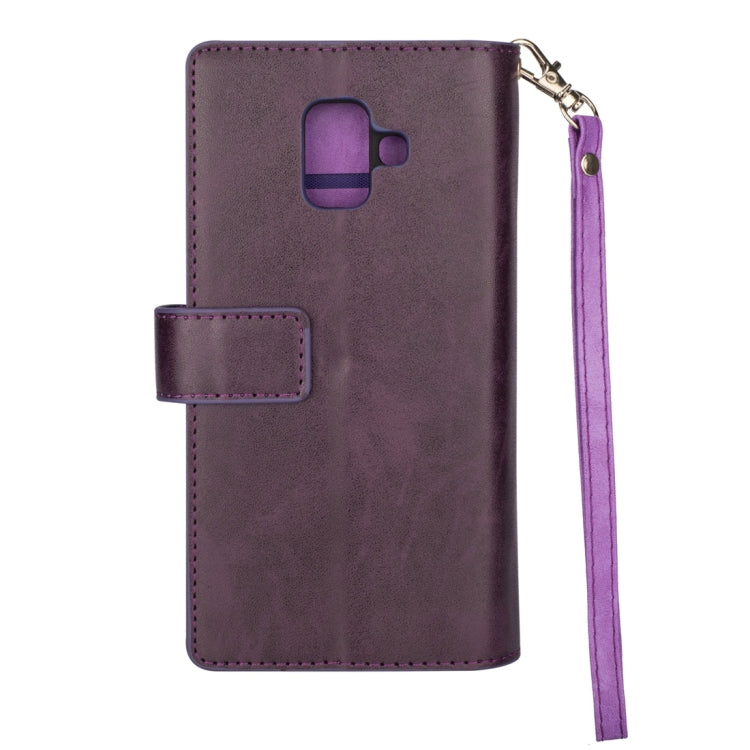 For Samsung Galaxy A6 (2018) Multifunctional Zipper Horizontal Flip Leather Case with Holder & Wallet & 9 Card Slots & Lanyard