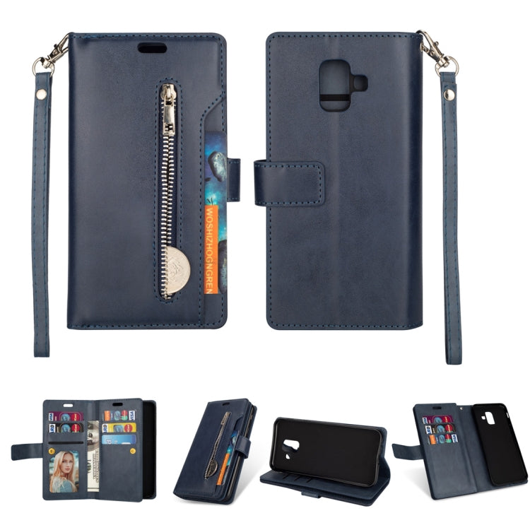 For Samsung Galaxy A6 (2018) Multifunctional Zipper Horizontal Flip Leather Case with Holder & Wallet & 9 Card Slots & Lanyard