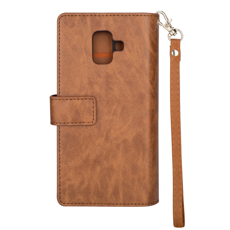 For Samsung Galaxy A6 (2018) Multifunctional Zipper Horizontal Flip Leather Case with Holder & Wallet & 9 Card Slots & Lanyard