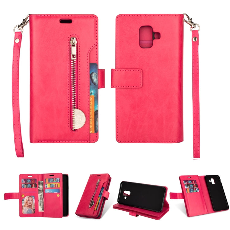 For Samsung Galaxy A6 (2018) Multifunctional Zipper Horizontal Flip Leather Case with Holder & Wallet & 9 Card Slots & Lanyard