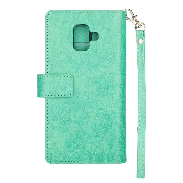 For Samsung Galaxy A6 (2018) Multifunctional Zipper Horizontal Flip Leather Case with Holder & Wallet & 9 Card Slots & Lanyard