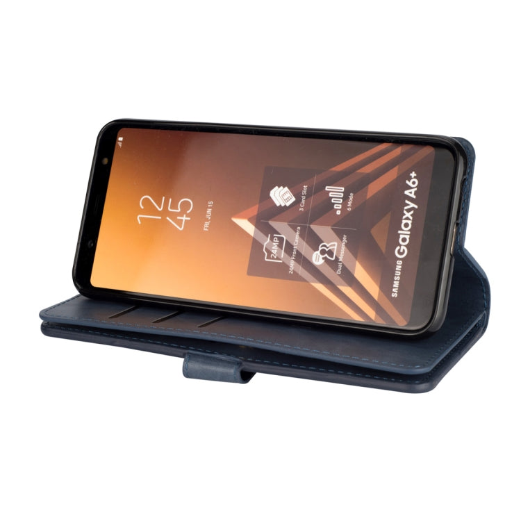 For Samsung Galaxy A6+ / Galaxy J8 (2018) Multifunctional Zipper Horizontal Flip Leather Case with Holder & Wallet & 9 Card Slots & Lanyard