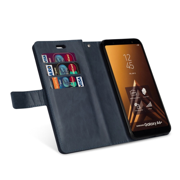 For Samsung Galaxy A6+ / Galaxy J8 (2018) Multifunctional Zipper Horizontal Flip Leather Case with Holder & Wallet & 9 Card Slots & Lanyard