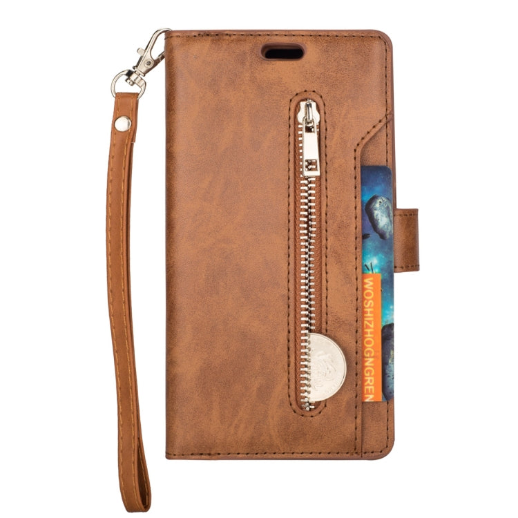 For Samsung Galaxy A6+ / Galaxy J8 (2018) Multifunctional Zipper Horizontal Flip Leather Case with Holder & Wallet & 9 Card Slots & Lanyard