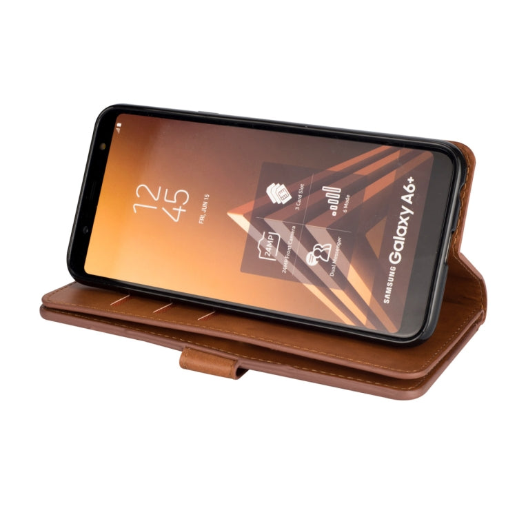 For Samsung Galaxy A6+ / Galaxy J8 (2018) Multifunctional Zipper Horizontal Flip Leather Case with Holder & Wallet & 9 Card Slots & Lanyard
