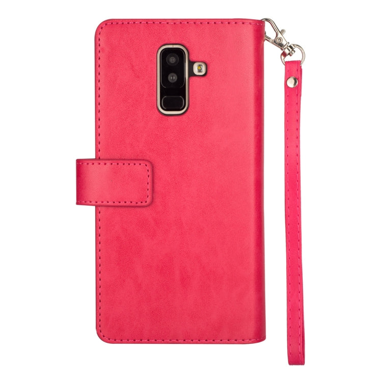 For Samsung Galaxy A6+ / Galaxy J8 (2018) Multifunctional Zipper Horizontal Flip Leather Case with Holder & Wallet & 9 Card Slots & Lanyard