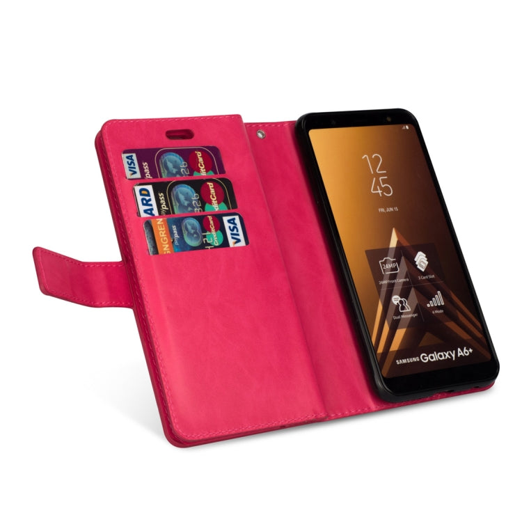 For Samsung Galaxy A6+ / Galaxy J8 (2018) Multifunctional Zipper Horizontal Flip Leather Case with Holder & Wallet & 9 Card Slots & Lanyard