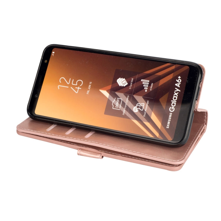 For Samsung Galaxy A6+ / Galaxy J8 (2018) Multifunctional Zipper Horizontal Flip Leather Case with Holder & Wallet & 9 Card Slots & Lanyard