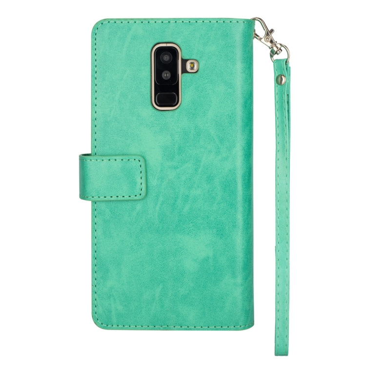 For Samsung Galaxy A6+ / Galaxy J8 (2018) Multifunctional Zipper Horizontal Flip Leather Case with Holder & Wallet & 9 Card Slots & Lanyard