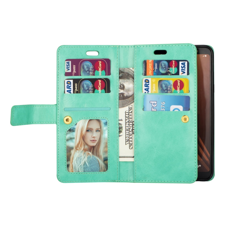 For Samsung Galaxy A6+ / Galaxy J8 (2018) Multifunctional Zipper Horizontal Flip Leather Case with Holder & Wallet & 9 Card Slots & Lanyard