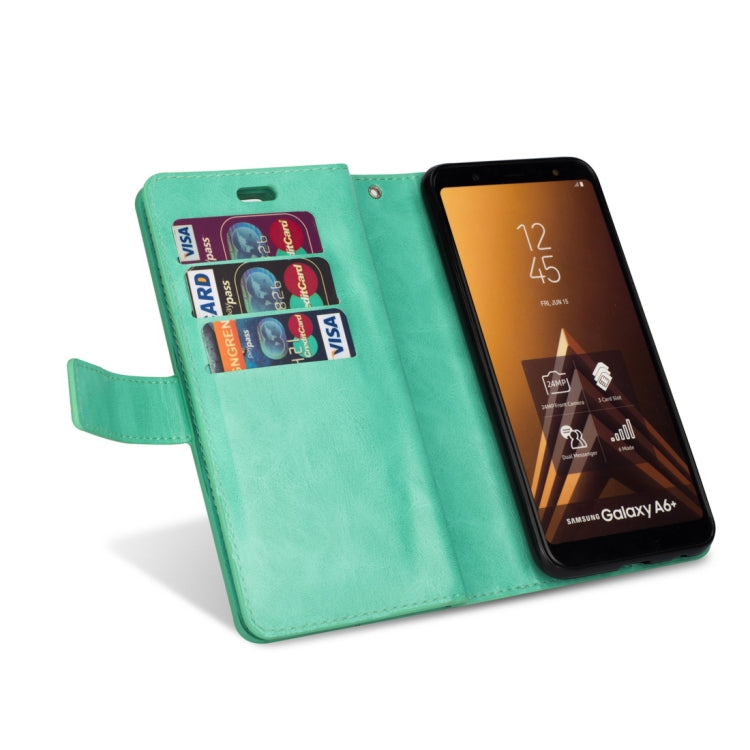 For Samsung Galaxy A6+ / Galaxy J8 (2018) Multifunctional Zipper Horizontal Flip Leather Case with Holder & Wallet & 9 Card Slots & Lanyard