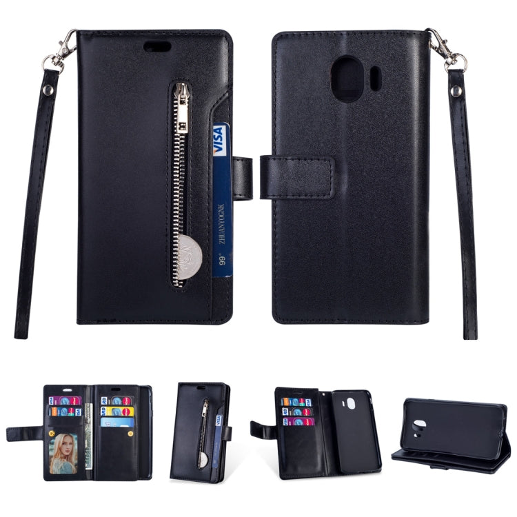 For Samsung Galaxy J4 (2018) EU Version Multifunctional Zipper Horizontal Flip Leather Case with Holder & Wallet & 9 Card Slots & Lanyard