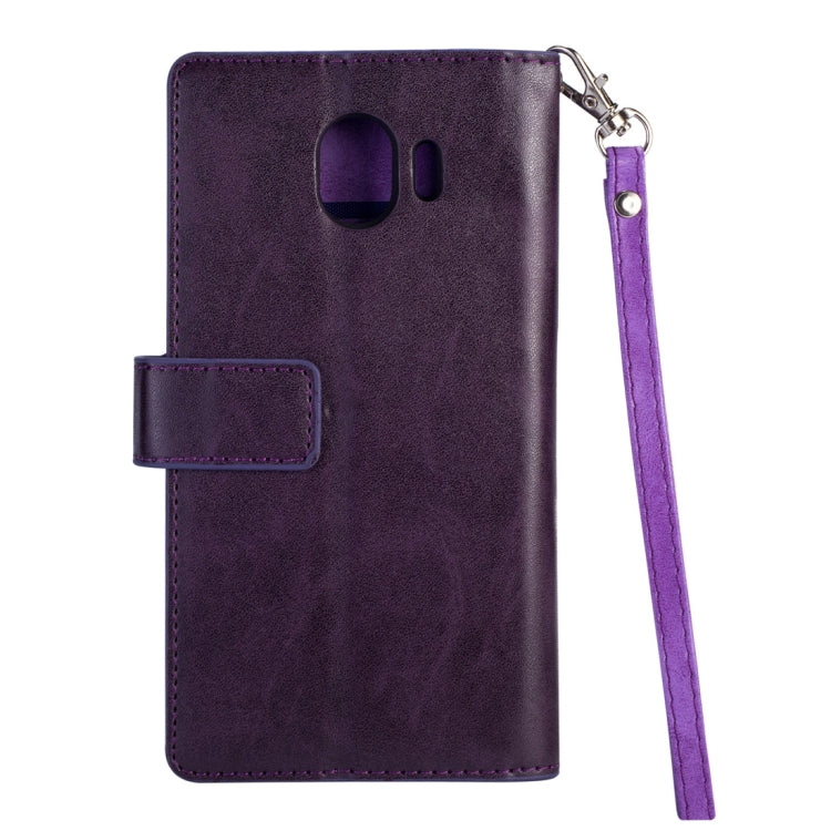 For Samsung Galaxy J4 (2018) EU Version Multifunctional Zipper Horizontal Flip Leather Case with Holder & Wallet & 9 Card Slots & Lanyard