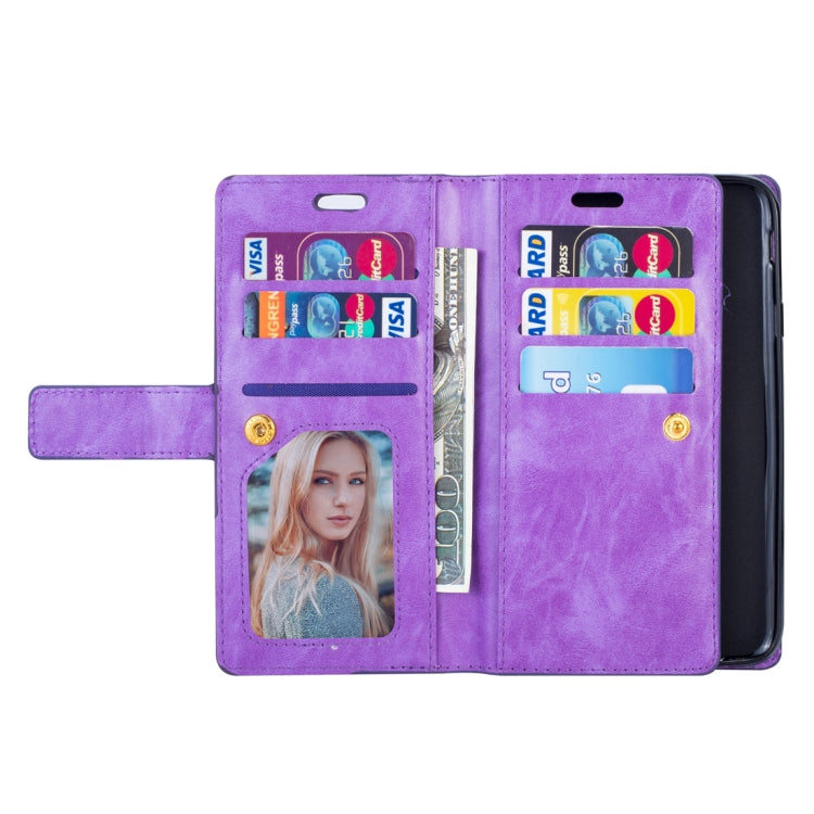 For Samsung Galaxy J4 (2018) EU Version Multifunctional Zipper Horizontal Flip Leather Case with Holder & Wallet & 9 Card Slots & Lanyard