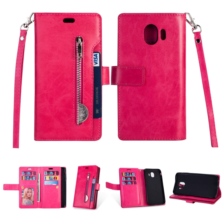 For Samsung Galaxy J4 (2018) EU Version Multifunctional Zipper Horizontal Flip Leather Case with Holder & Wallet & 9 Card Slots & Lanyard