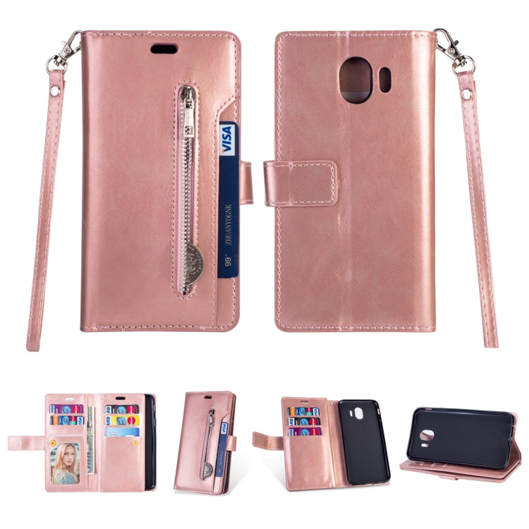 For Samsung Galaxy J4 (2018) EU Version Multifunctional Zipper Horizontal Flip Leather Case with Holder & Wallet & 9 Card Slots & Lanyard