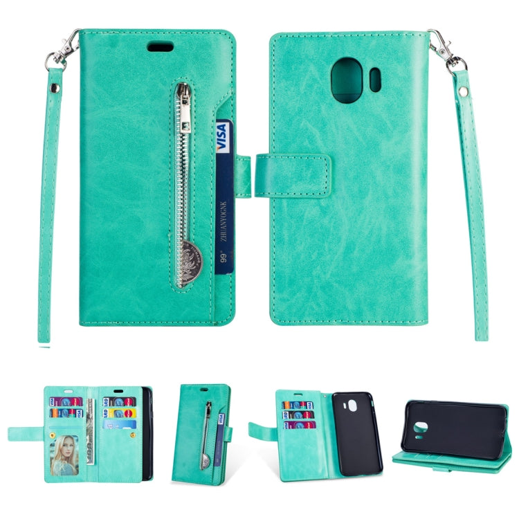 For Samsung Galaxy J4 (2018) EU Version Multifunctional Zipper Horizontal Flip Leather Case with Holder & Wallet & 9 Card Slots & Lanyard
