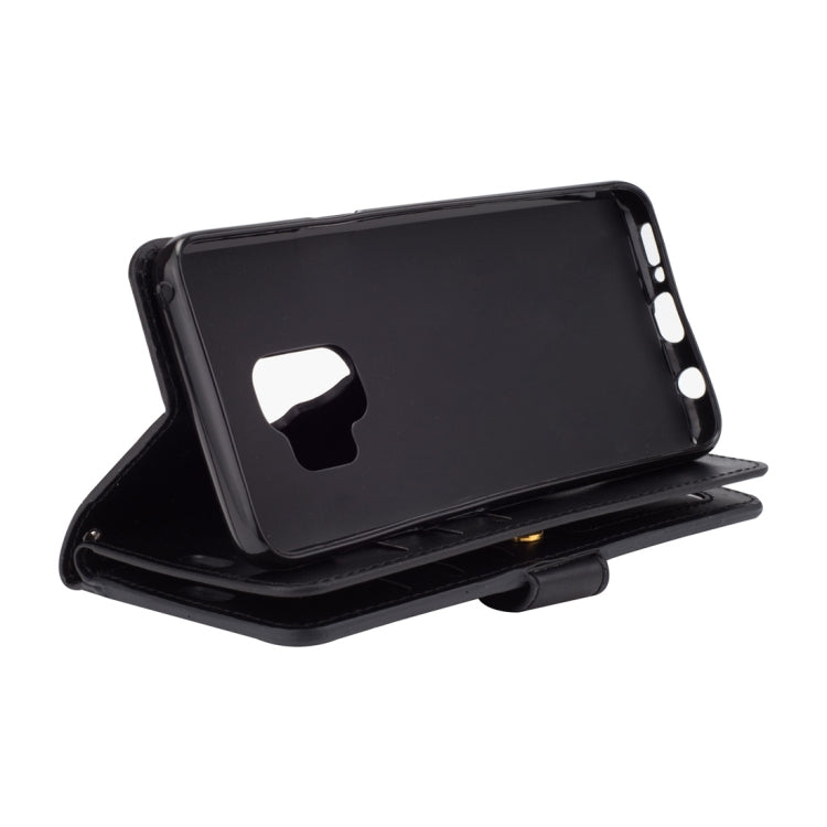 For Samsung Galaxy S9 Multifunctional Zipper Horizontal Flip Leather Case with Holder & Wallet & 9 Card Slots & Lanyard