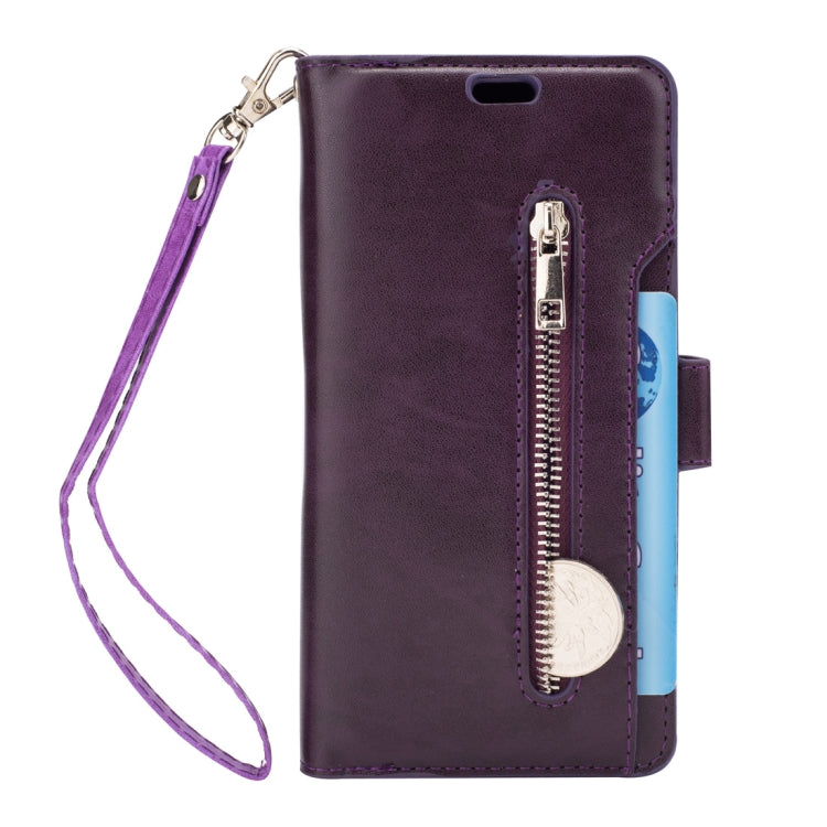 For Samsung Galaxy S9 Multifunctional Zipper Horizontal Flip Leather Case with Holder & Wallet & 9 Card Slots & Lanyard