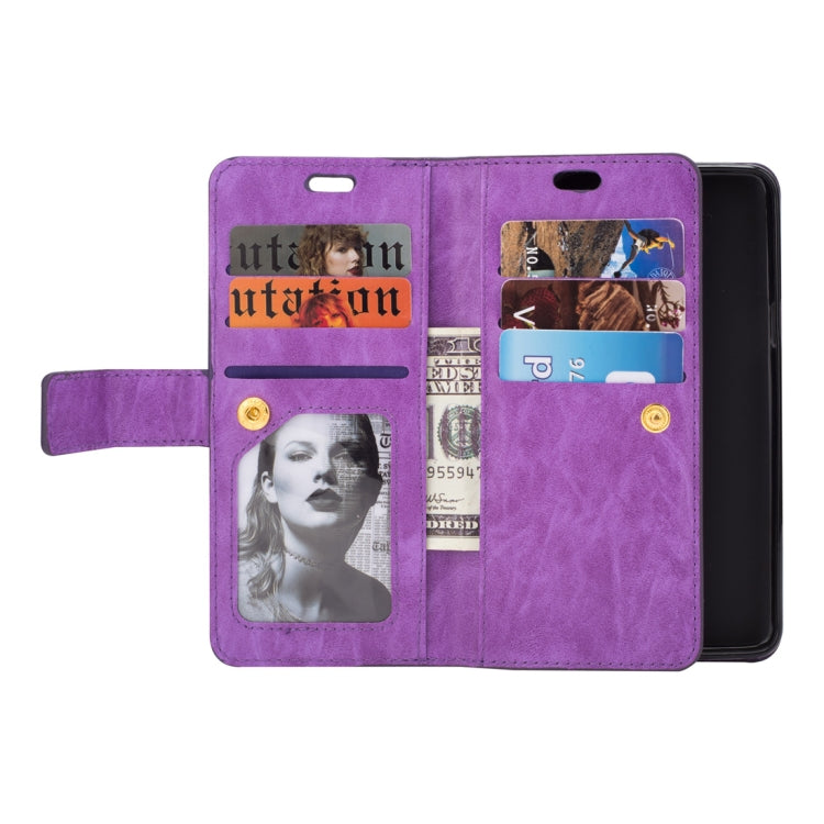 For Samsung Galaxy S9 Multifunctional Zipper Horizontal Flip Leather Case with Holder & Wallet & 9 Card Slots & Lanyard