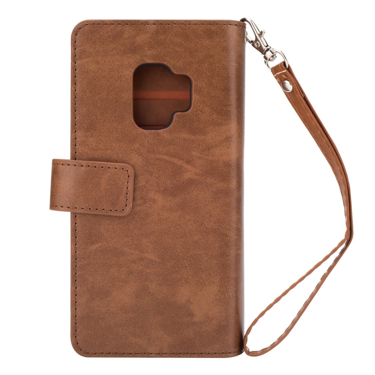 For Samsung Galaxy S9 Multifunctional Zipper Horizontal Flip Leather Case with Holder & Wallet & 9 Card Slots & Lanyard