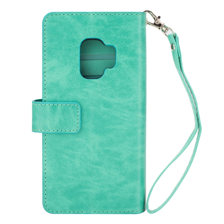 For Samsung Galaxy S9 Multifunctional Zipper Horizontal Flip Leather Case with Holder & Wallet & 9 Card Slots & Lanyard