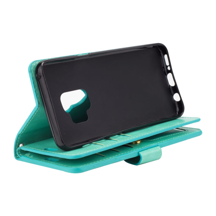 For Samsung Galaxy S9 Multifunctional Zipper Horizontal Flip Leather Case with Holder & Wallet & 9 Card Slots & Lanyard